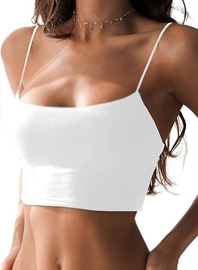 Polish'D 2 Pcs Women’s Sexy Spaghetti Strap Camisole, Y2K Tube Slim Fitted Yoga Cami Crop Top, Basic Tank Top, S - Image 3